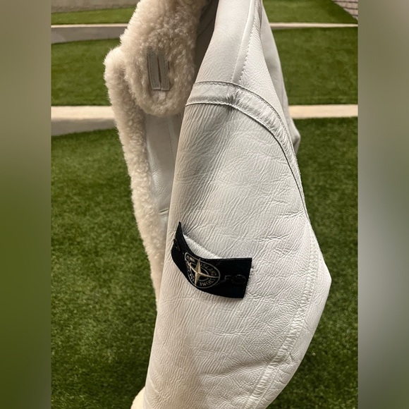 Stone Island Supreme Parka Hand Painted Shearling Jacket Mens Sz Medium - Picture 10 of 16